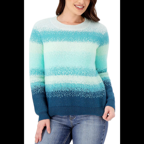 Candace Cameron Bure Sunburst Ombre Sweater Blue Stripe - Regular - Picture 1 of 1